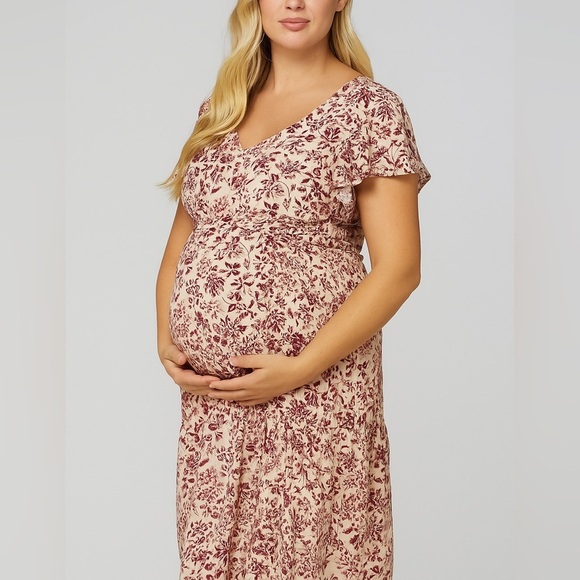 Isabel Maternity by Ingrid & Isabel Dresses & Skirts - Isabel Maternity by Ingrid & Isabel Red and White Flutter Sleeve Sundress (745)